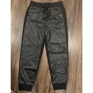 AQUA Faux Leather Knit jogger sz L